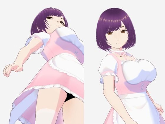 パープルヘアの巨乳の女性（セリフなし  3DCGモデル  イラスト集）
