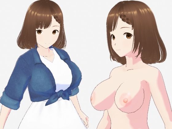 白いワンピースにデニムを羽織ったデートファッションのお姉さん（セリフなし  3DCGモデル  イラスト集）