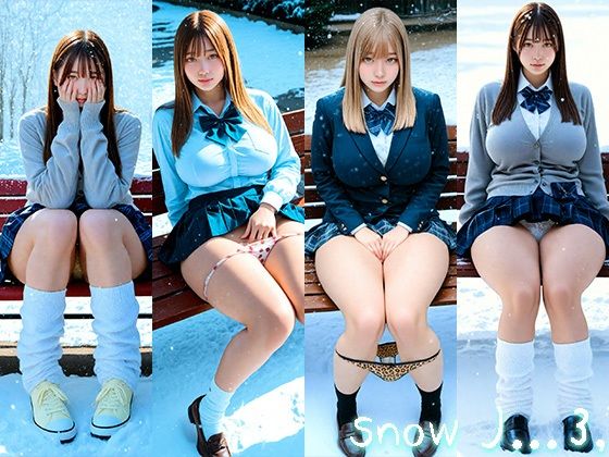 Snow J...3， 〜雪のベンチで魅せるパンチラショット集〜