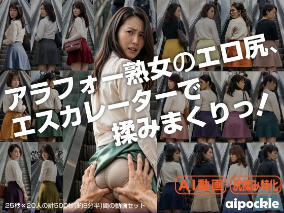 アラフォー熟女のエロ尻、エスカレーターで揉みまくりっ！